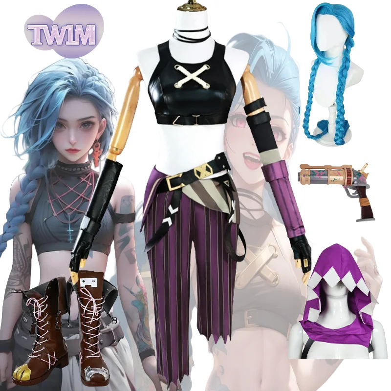 LOL Arcane Jinx Cosplay Costume Full Set Crit Loli Loose Cannon Complete Outfit with Shoes Wig for Women Halloween Party
LOL Arcane Jinx Cosplay Costume Full Set Crit Loli Loose Cannon Complete Outfit with Shoes Wig for Women Halloween Party