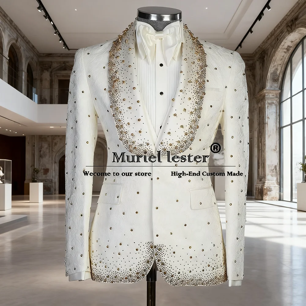 Customized Pearls Beaded Wedding Suits For Men 2 Pieces Sets Shawl Lapel Prom Blazer Groom Tuxedo Man Business Party Tuxedos
Customized Pearls Beaded Wedding Suits For Men 2 Pieces Sets Shawl Lapel Prom Blazer Groom Tuxedo Man Business Party Tuxedos