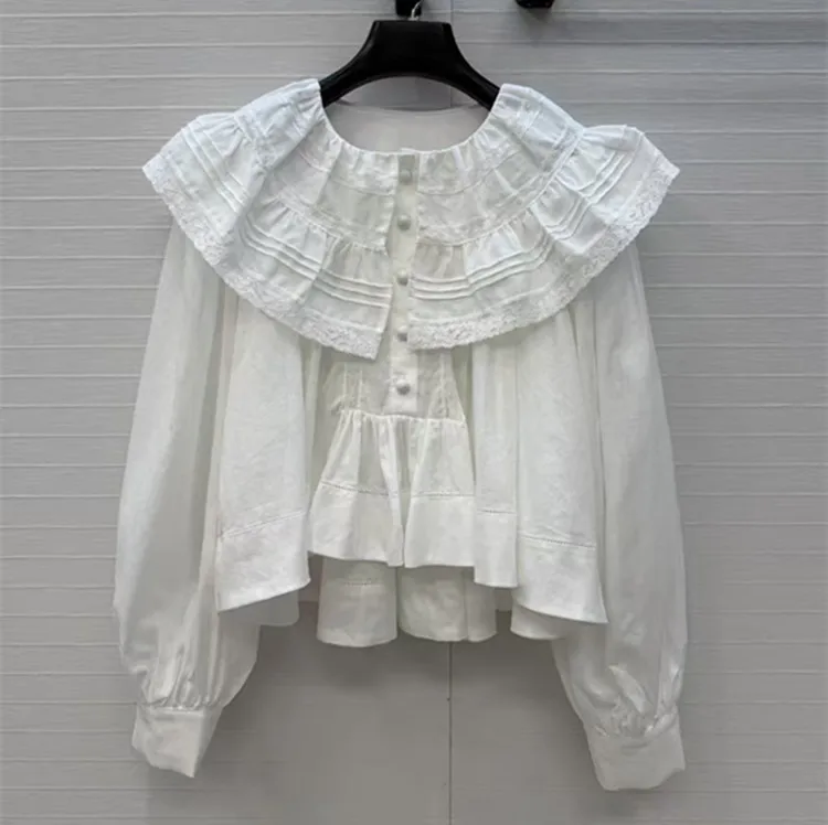 Customization European women's clothing - new summer styles for 2026 Lantern sleeve baby doll collar lace cotton and linen shirt
Customization European women's clothing - new summer styles for 2026 Lantern sleeve baby doll collar lace cotton and linen shirt