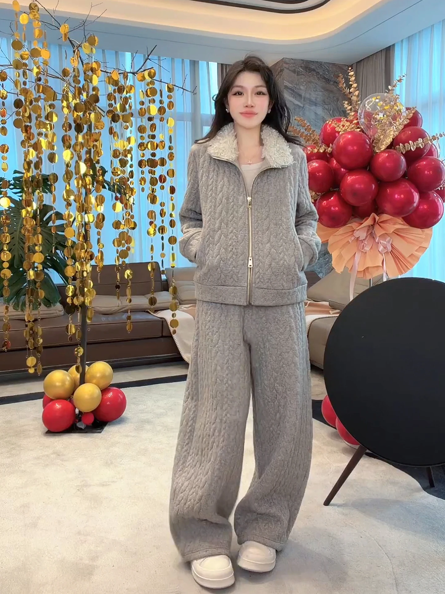 Warm Fleece Lined Outdoor Fashion Set Grey Casual Versatile Knitted Two Piece Ensemble High Waist Long Sleeve High Collar Loo...
Warm Fleece Lined Outdoor Fashion Set Grey Casual Versatile Knitted Two Piece Ensemble High Waist Long Sleeve High Collar Loo...