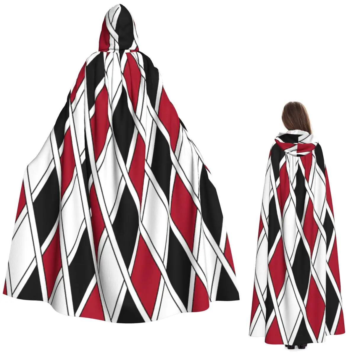Клетчатые игральные карты Арлекин, длинный плащ с капюшоном, средневековый костюм ведьмы, накидка для косплея, пальто на Хэллоуин для взрослых, унисекс
Клетчатые игральные карты Арлекин, длинный плащ с капюшоном, средневековый костюм ведьмы, накидка для косплея, пальто на Хэллоуин для взрослых, унисекс