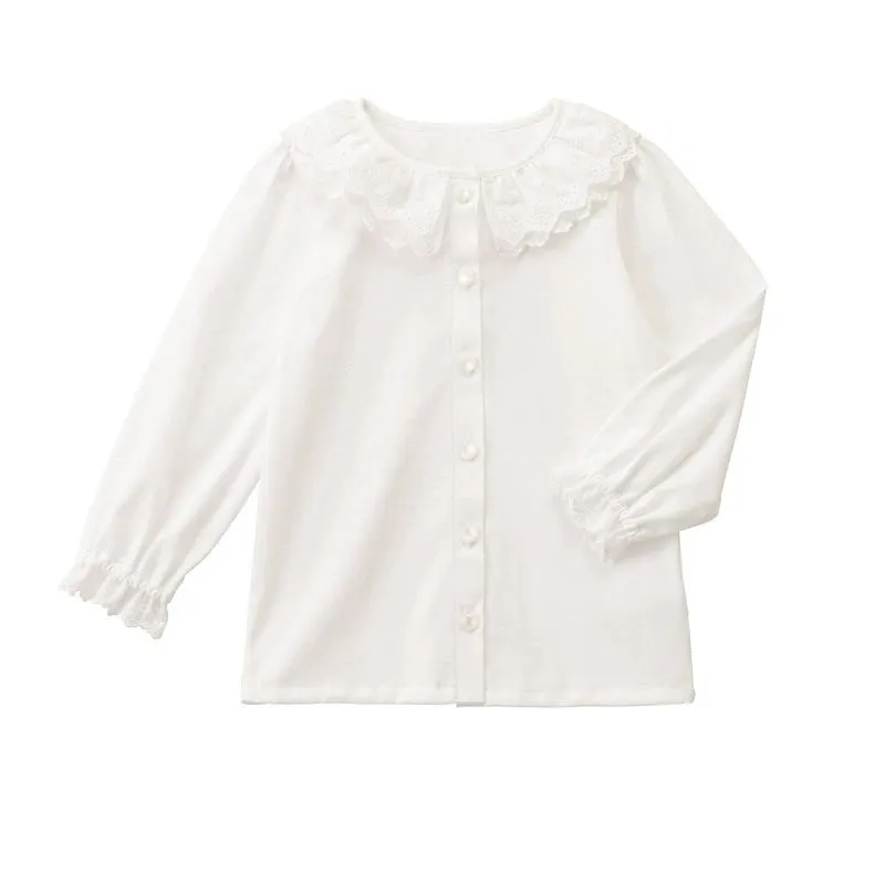Autumn girls' white shirt Lace lapel sweet girls' long sleeved top Simple and versatile girls' shirt base shirt
Autumn girls' white shirt Lace lapel sweet girls' long sleeved top Simple and versatile girls' shirt base shirt