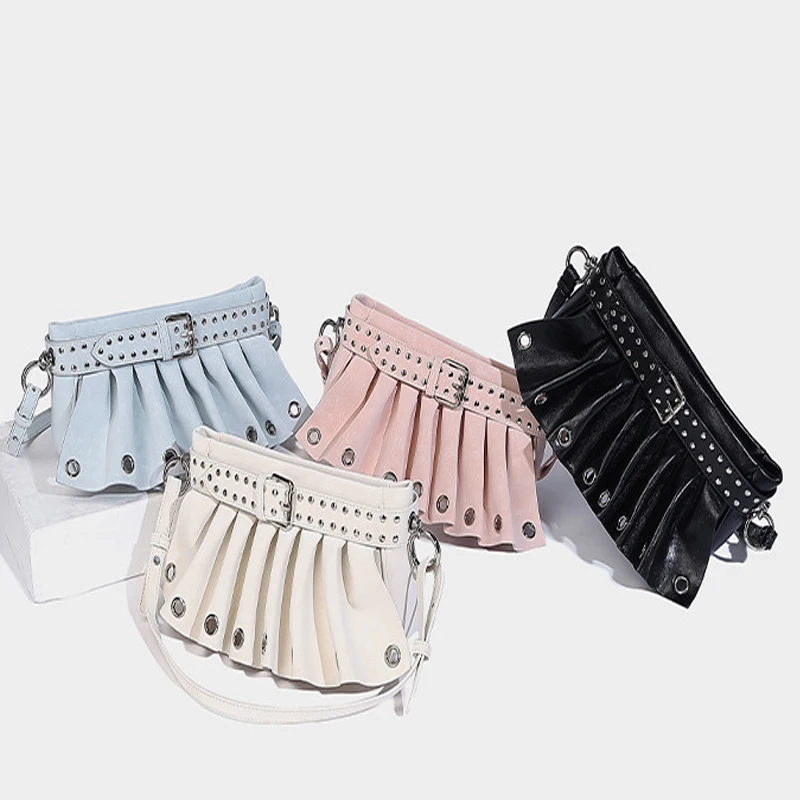 Creative novel pleated bag for women's bag cross-border new punk shoulder bag high-quality crossbody bag
Creative novel pleated bag for women's bag cross-border new punk shoulder bag high-quality crossbody bag