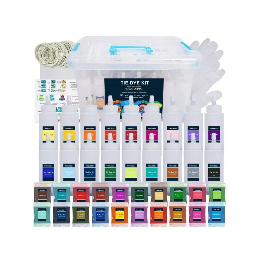 38-Color Tie-Dye Complete Kit With Storage Case All-In-One DIY Craft Set Includes Dye Bottles Powder Rope and Gloves Ready-To-U
38-Color Tie-Dye Complete Kit With Storage Case All-In-One DIY Craft Set Includes Dye Bottles Powder Rope and Gloves Ready-To-U
