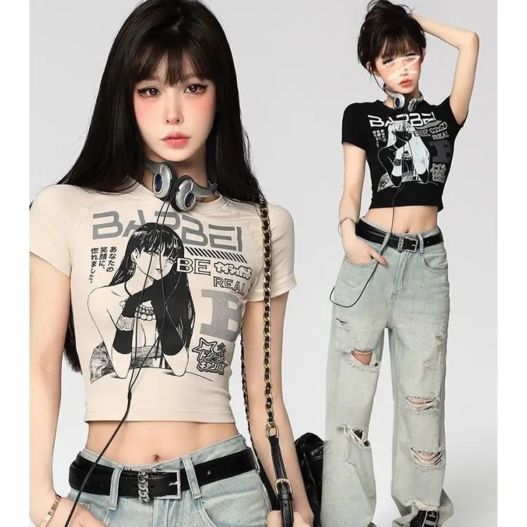 Sexy Y2K Style Women's Short Sleeve Crop Tops Punk Letter Print Casual T-shirt Cute Harajuku Vintage Emo Girl Gothic Streetwear
Sexy Y2K Style Women's Short Sleeve Crop Tops Punk Letter Print Casual T-shirt Cute Harajuku Vintage Emo Girl Gothic Streetwear
