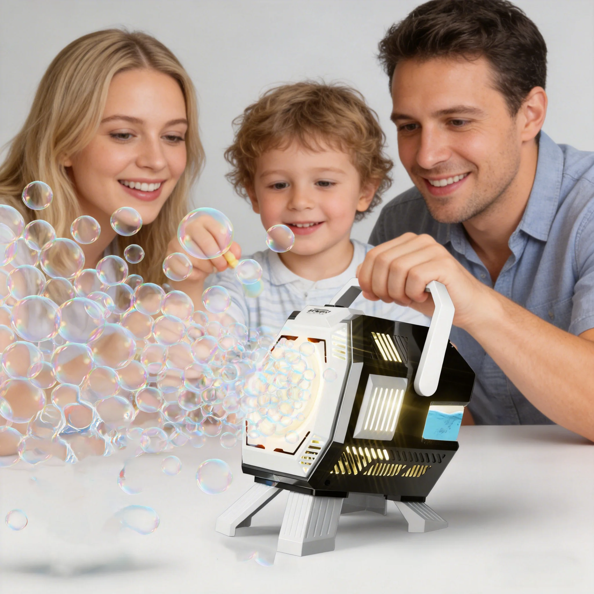 Light-Up Bubble Machine, 320ml Capacity, Battery Powered, for Party Birthday Indoor Outdoor Use No Bubble Solution.
Light-Up Bubble Machine, 320ml Capacity, Battery Powered, for Party Birthday Indoor Outdoor Use No Bubble Solution.