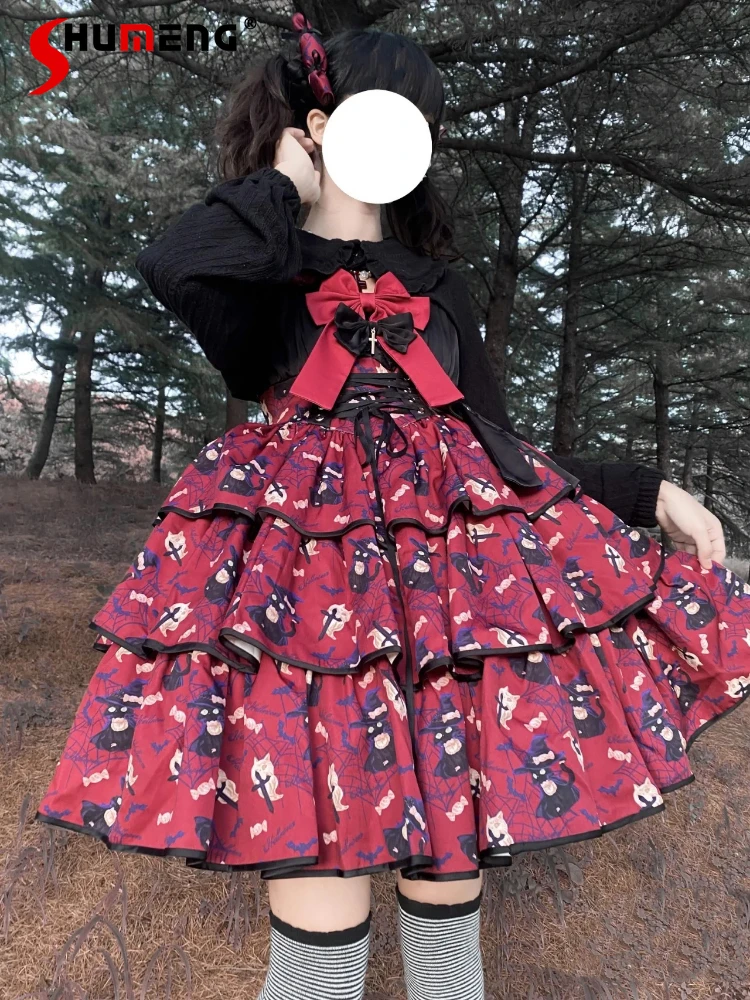 Sweet Cute Lolita JSK Lace Patchwork Bow Lace-up Printing Sleeveless Backless High Waist Ball Gown Sling Princess Dress Women
Sweet Cute Lolita JSK Lace Patchwork Bow Lace-up Printing Sleeveless Backless High Waist Ball Gown Sling Princess Dress Women