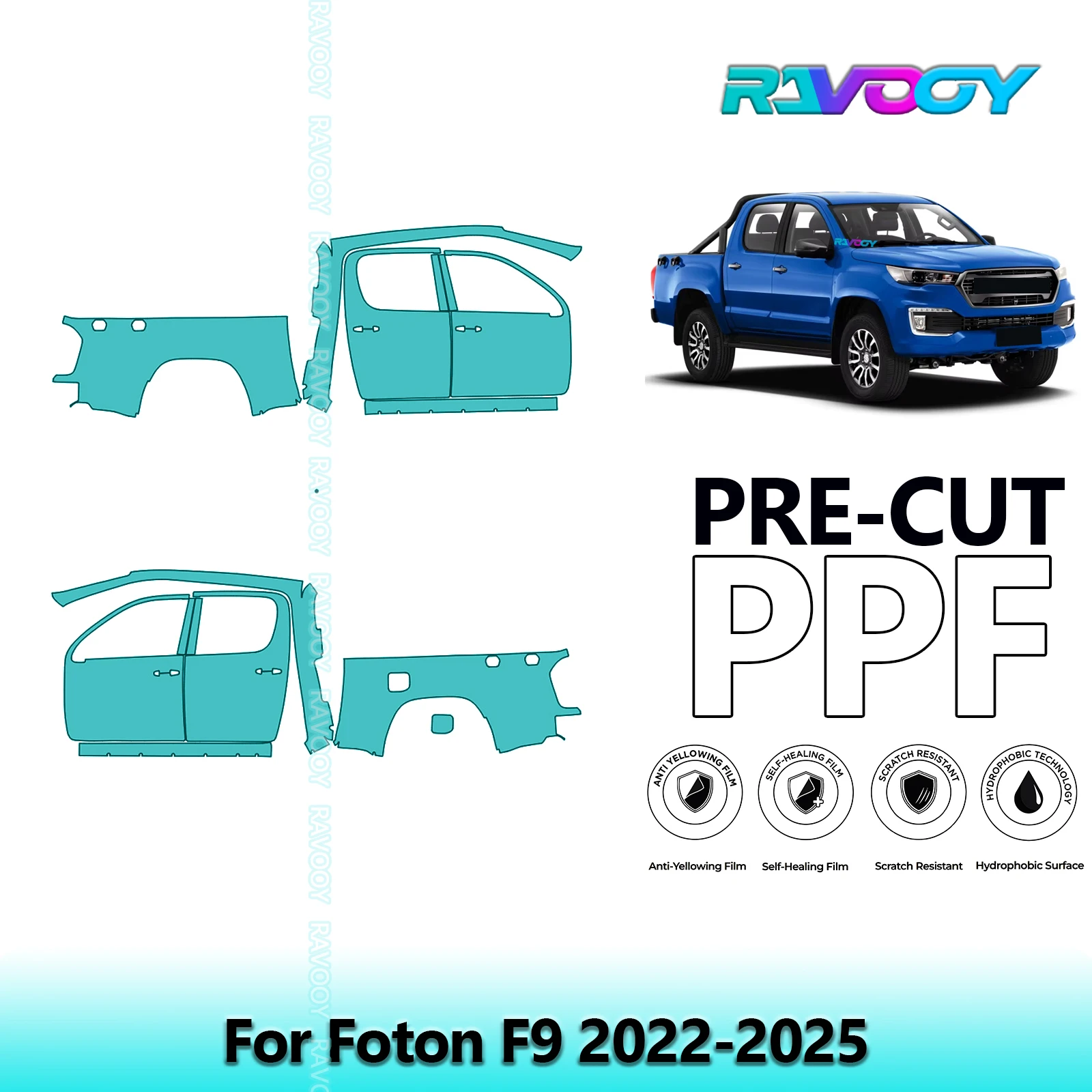 For Foton F9 2022-2025 8.5mil Clear Matte Pre-Cut PPF Door & A/B Pillar Kit TPU Paint Protection Film Set
For Foton F9 2022-2025 8.5mil Clear Matte Pre-Cut PPF Door & A/B Pillar Kit TPU Paint Protection Film Set