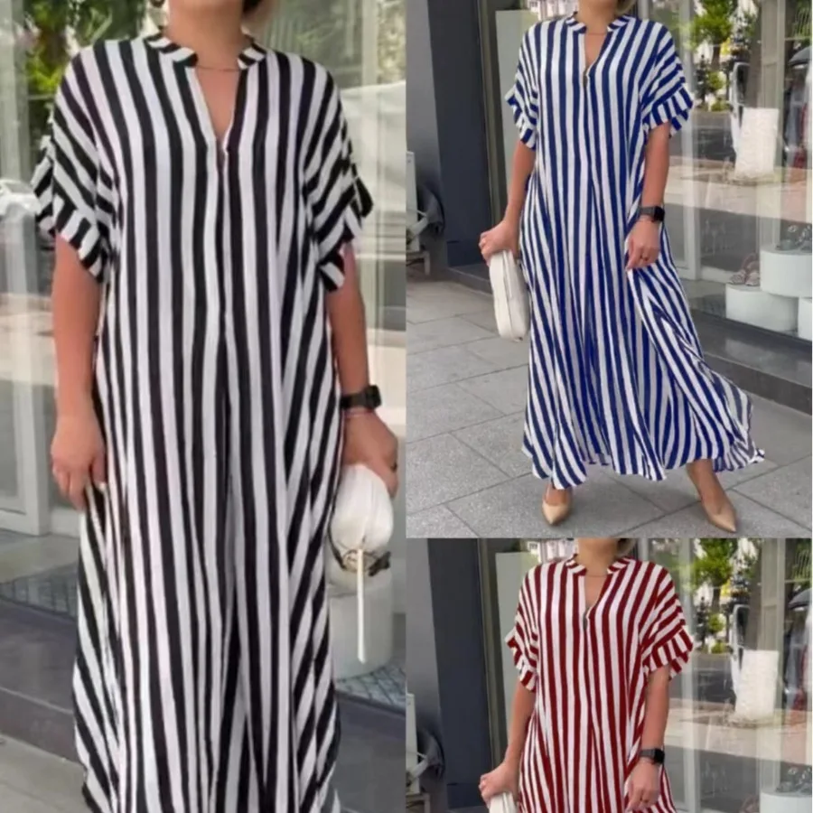 【New style】2026 Women's Wear Wish Independence Fashion Side Split Striped Cardigan Women's Short-sleeved Dress Women
【New style】2026 Women's Wear Wish Independence Fashion Side Split Striped Cardigan Women's Short-sleeved Dress Women