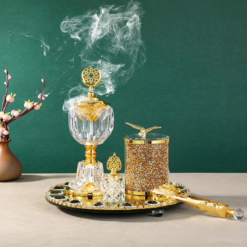 Crystal Incense Burner Fragrance Pot Tray Set of Four Electroplated Incense Burner Arabian Incense Burner
Crystal Incense Burner Fragrance Pot Tray Set of Four Electroplated Incense Burner Arabian Incense Burner