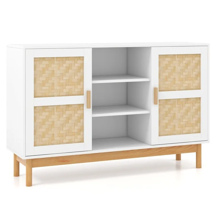 48" Sideboard Buffet Storage Cabinet Cupboard Kitchen With 2 Bamboo Woven Doors
48" Sideboard Buffet Storage Cabinet Cupboard Kitchen With 2 Bamboo Woven Doors