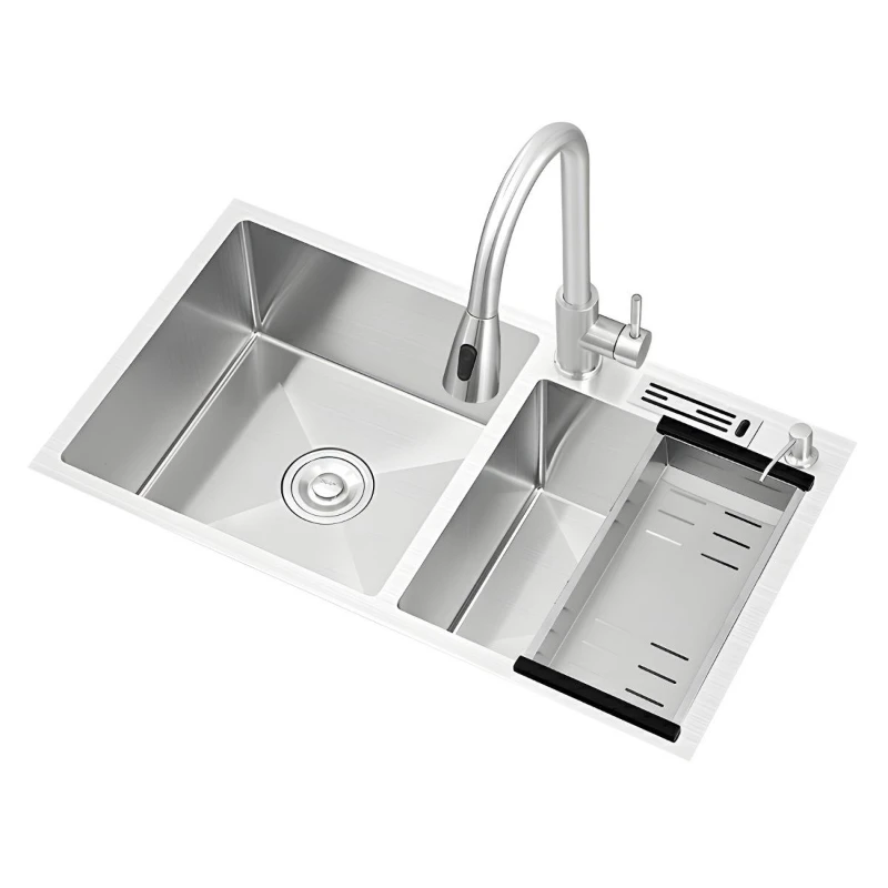 Kitchen Sink Stainless Steel Handmade Double Slot Counter Basin with Knife Holder Faucet Hole
Kitchen Sink Stainless Steel Handmade Double Slot Counter Basin with Knife Holder Faucet Hole