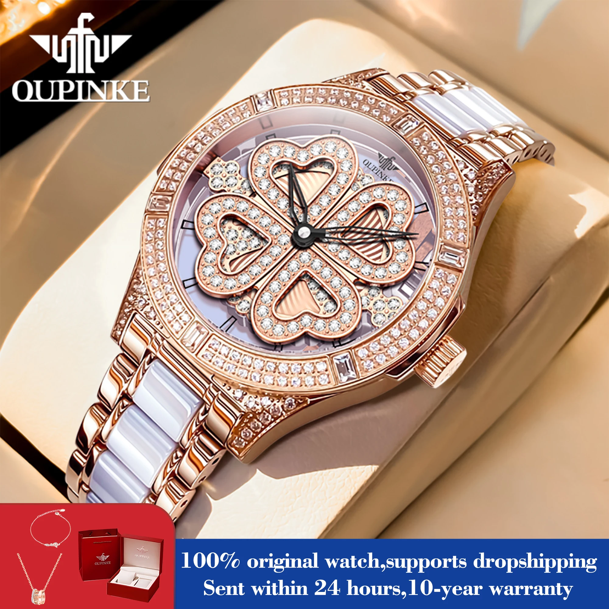 OUPINKE 3279 Rotate Dial Quartz Watch For Women Luxury Diamond Ceramic Steel Strap Hand Clock 50M Waterproof Top Brand Watches
OUPINKE 3279 Rotate Dial Quartz Watch For Women Luxury Diamond Ceramic Steel Strap Hand Clock 50M Waterproof Top Brand Watches