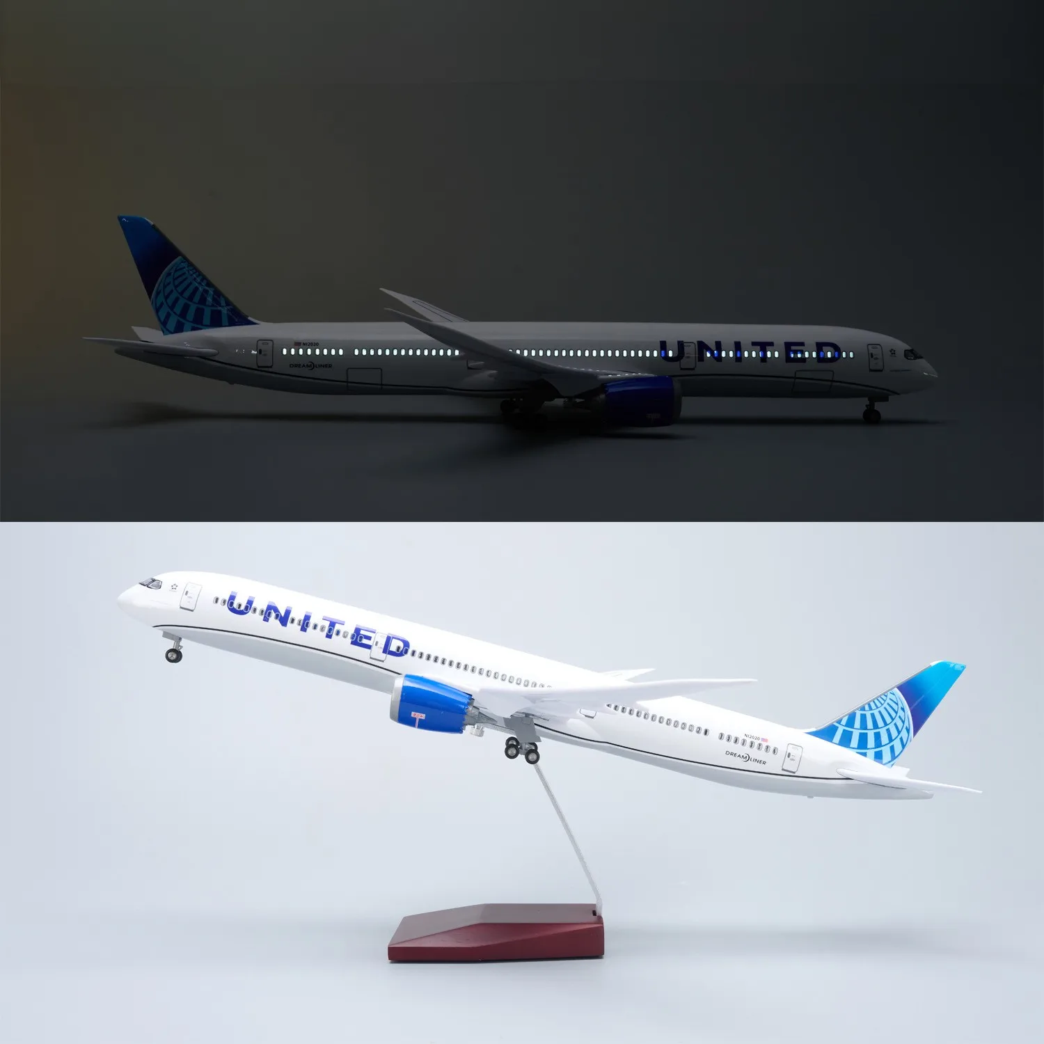 1/145 Scale UNITED B787-10 Resin Diecast Airplane Model Toys Kit with LED Light(Touch or Sound Control) for Collections Displays
1/145 Scale UNITED B787-10 Resin Diecast Airplane Model Toys Kit with LED Light(Touch or Sound Control) for Collections Displays