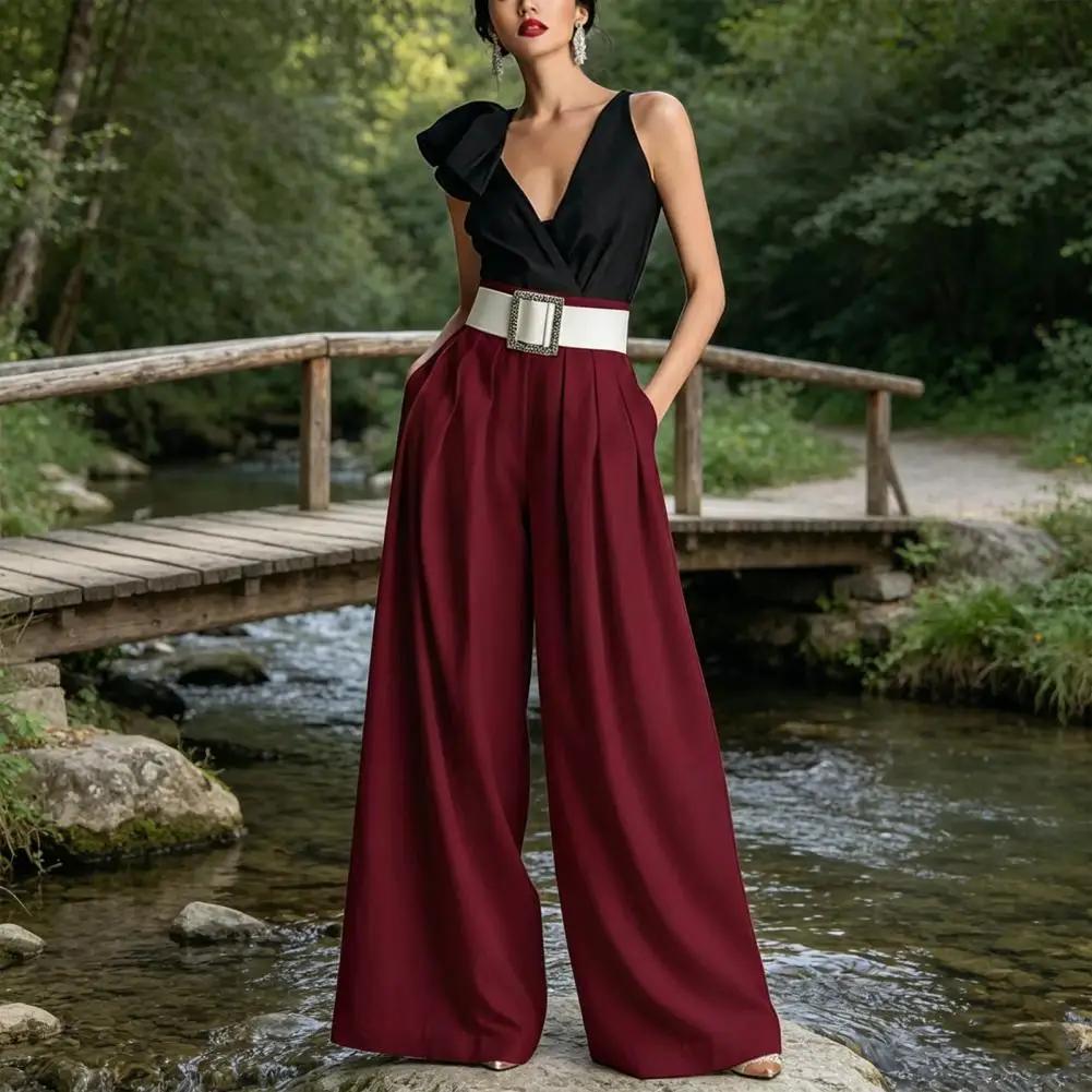 High Waist Wide Leg Pants Women with Belt and Pockets Oversized Trousers Pure Color Loose Business
High Waist Wide Leg Pants Women with Belt and Pockets Oversized Trousers Pure Color Loose Business