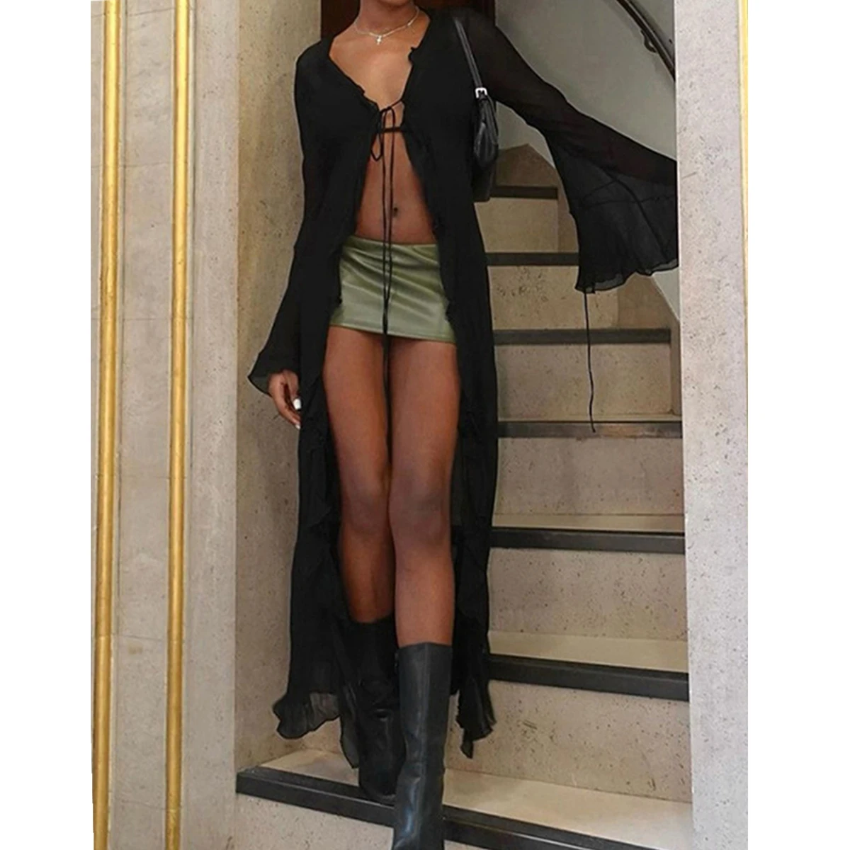 Women's Summer Aesthetic Lace Up Long Cardigan Black Long Sleeve Cardigan Sexy Street Trend Clothing
Women's Summer Aesthetic Lace Up Long Cardigan Black Long Sleeve Cardigan Sexy Street Trend Clothing
