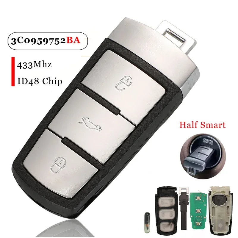 3 buttons flip Smart car remote key fob with id48 chip 3c0959752ba 433MHz id48 for VW Passat B6 3C B7 Magotan CC
3 buttons flip Smart car remote key fob with id48 chip 3c0959752ba 433MHz id48 for VW Passat B6 3C B7 Magotan CC