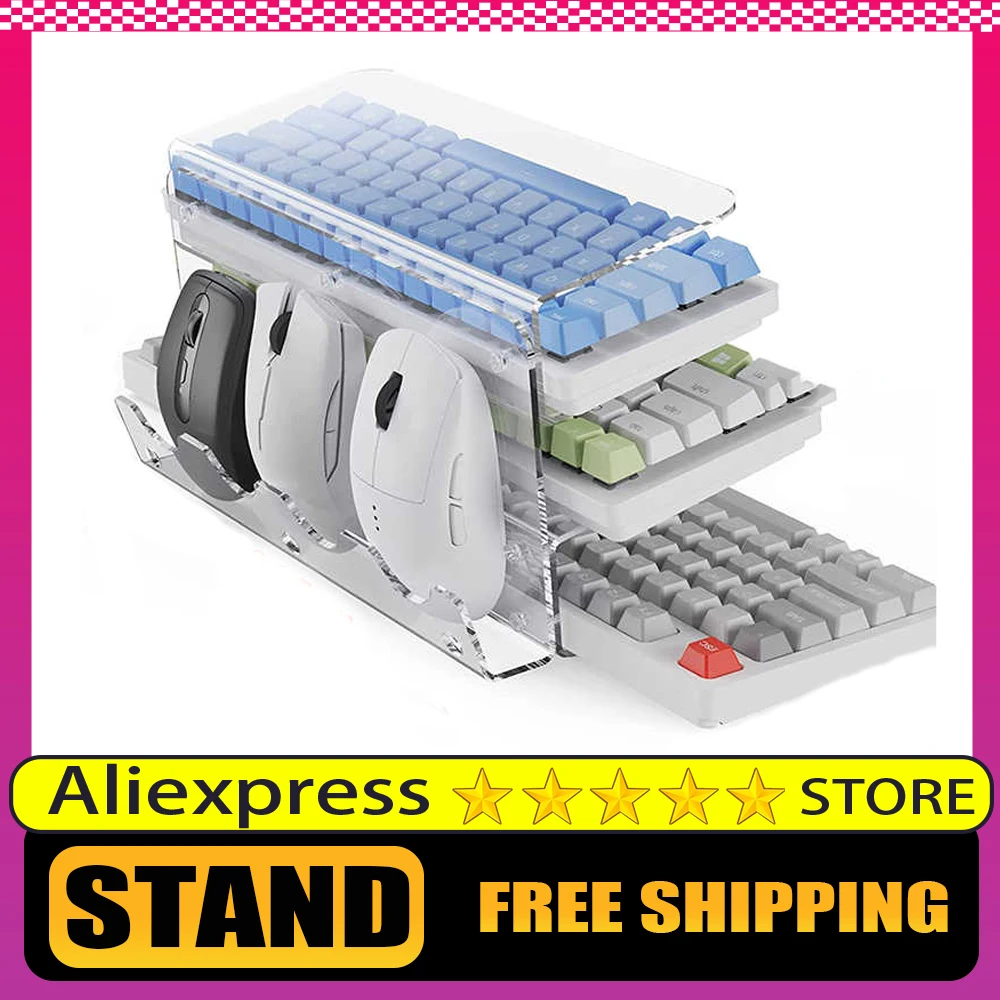 3-Tier Acrylic Keyboard Mouse Storage Rack Keyboard Display Stand Tray Heightening Bracket Mouse StorageRack Desktop Accessories
3-Tier Acrylic Keyboard Mouse Storage Rack Keyboard Display Stand Tray Heightening Bracket Mouse StorageRack Desktop Accessories