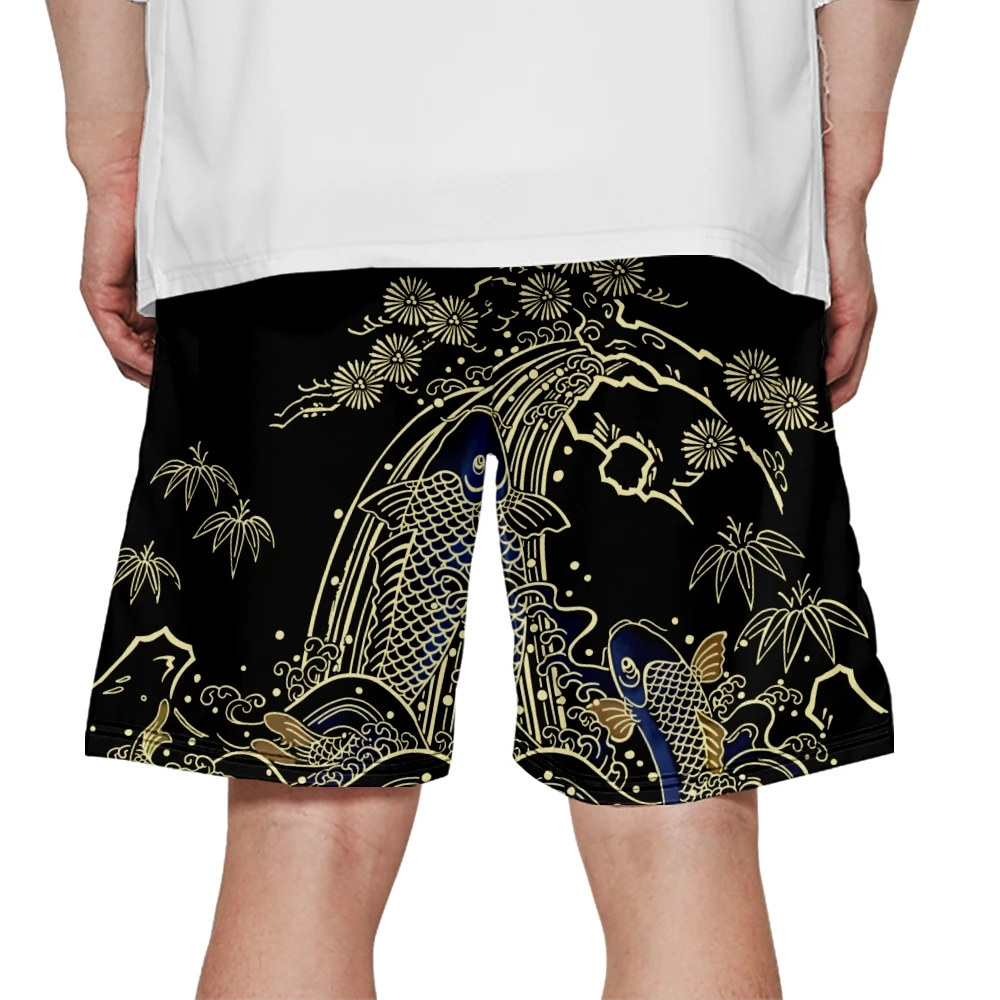 Gym Men Board Shorts Clothing Beach Shorts Summer Mens Casual Black Carp Print Shorts
Gym Men Board Shorts Clothing Beach Shorts Summer Mens Casual Black Carp Print Shorts