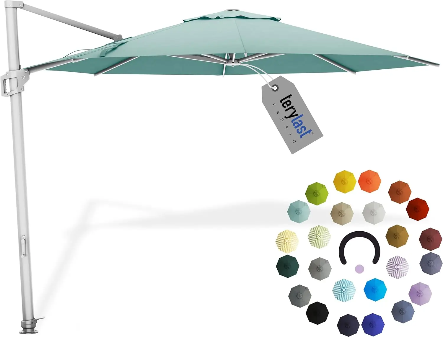 Umbrellas 10 Ft Outdoor Cantilever Patio Umbrella w/Terylast Seawater Aqua Fabric - Rotate 360° Offset Patio Umbrella, Deck Pati
Umbrellas 10 Ft Outdoor Cantilever Patio Umbrella w/Terylast Seawater Aqua Fabric - Rotate 360° Offset Patio Umbrella, Deck Pati