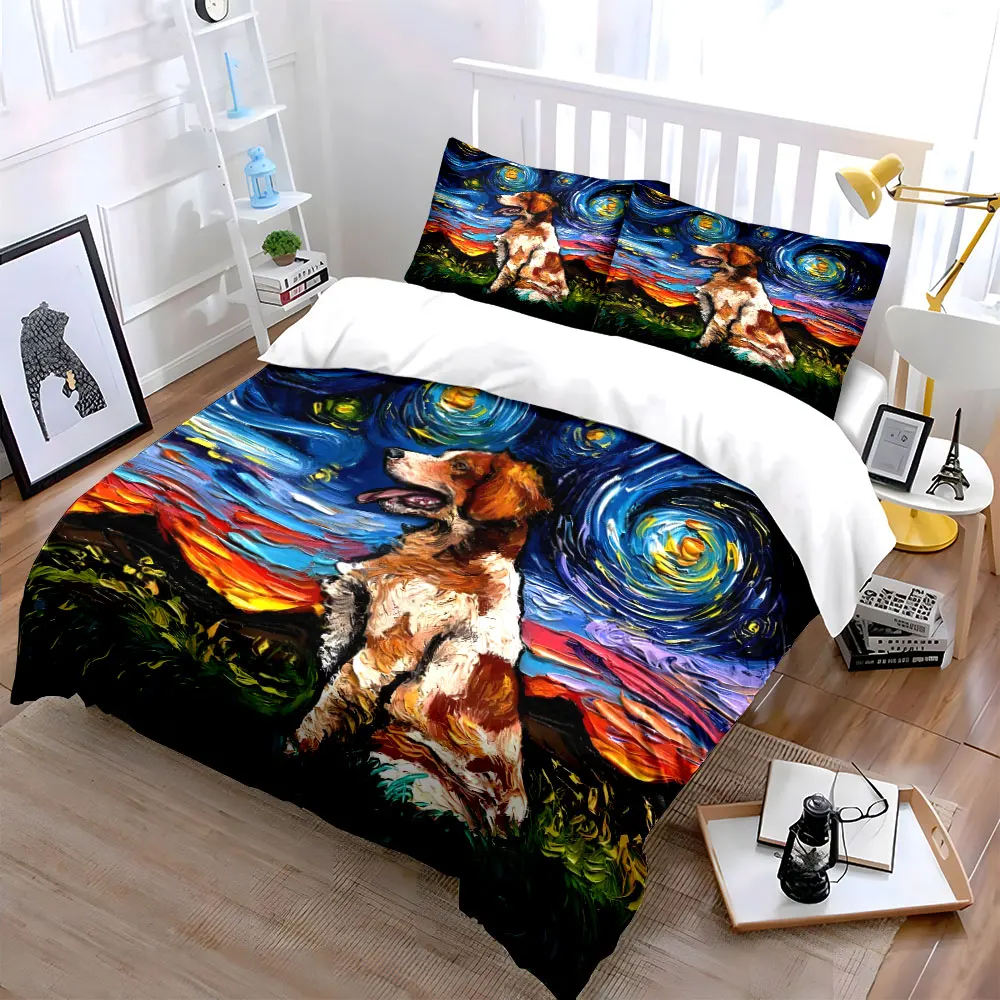 "Starry Night Dog Art Set" Multiple sizes kid's and adults' bedroom Exquisite 3PC bedding set, gift
"Starry Night Dog Art Set" Multiple sizes kid's and adults' bedroom Exquisite 3PC bedding set, gift