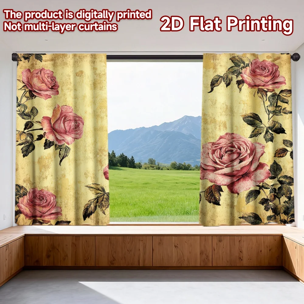 2D flat printing 2pcs Drapes Vintage Pink Roses Digital Printed Polyester Drapes Birthday Party Perfect for Holiday Home Decor &
2D flat printing 2pcs Drapes Vintage Pink Roses Digital Printed Polyester Drapes Birthday Party Perfect for Holiday Home Decor &