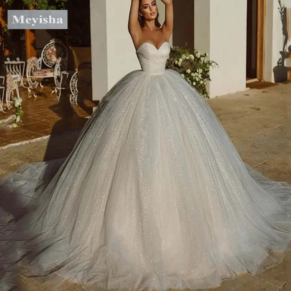 ZJ9509 Customized Luxury Strapless A Line Glitter Wedding Dresses Sweetheart Women Ivory Bling-Bling Bride Bridal Gown
ZJ9509 Customized Luxury Strapless A Line Glitter Wedding Dresses Sweetheart Women Ivory Bling-Bling Bride Bridal Gown