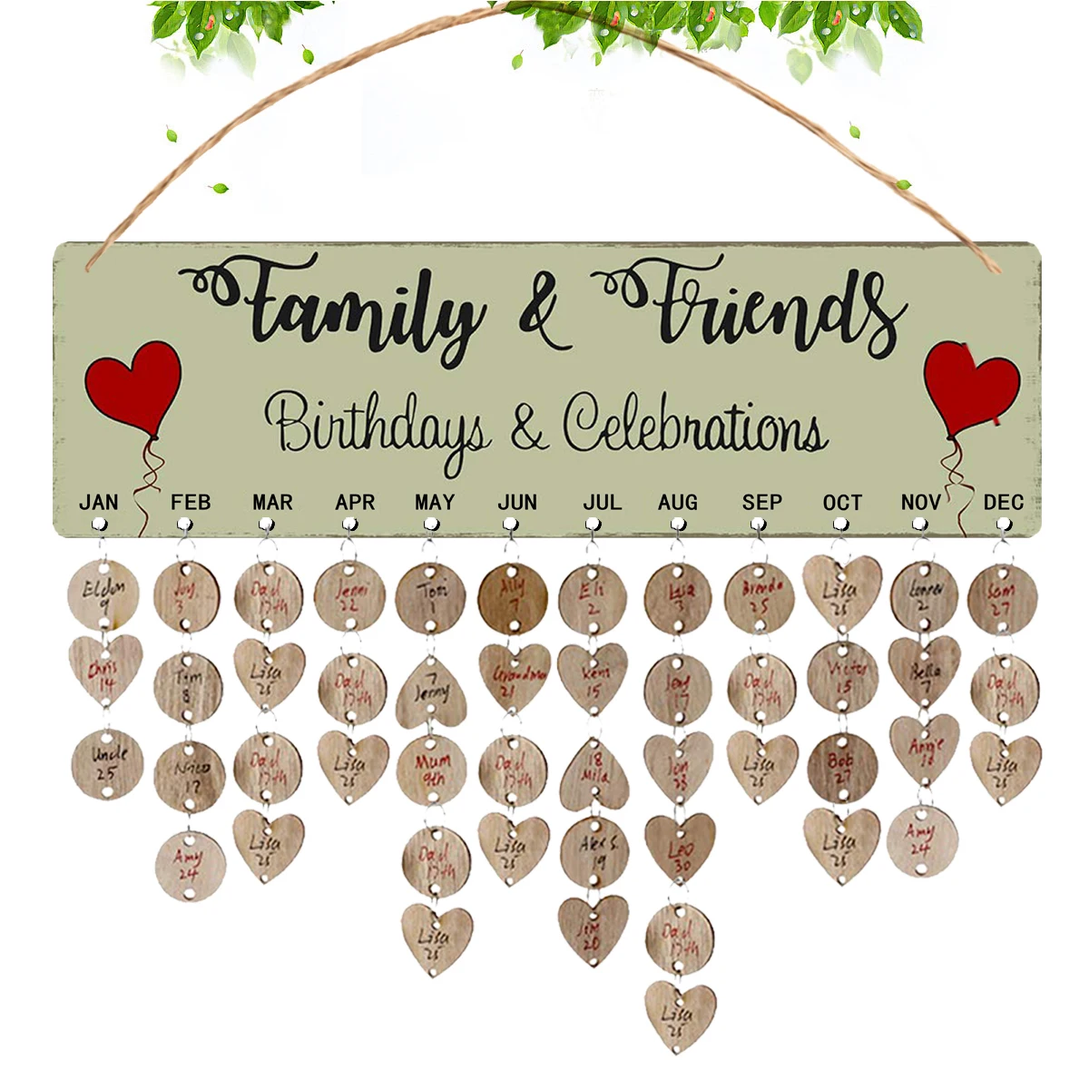 Wooden Calendar Hanging Tag 50 Round 50 Heart Cards DIY String Notice Board Planner Home Decor Birthday Gift Reminder
Wooden Calendar Hanging Tag 50 Round 50 Heart Cards DIY String Notice Board Planner Home Decor Birthday Gift Reminder