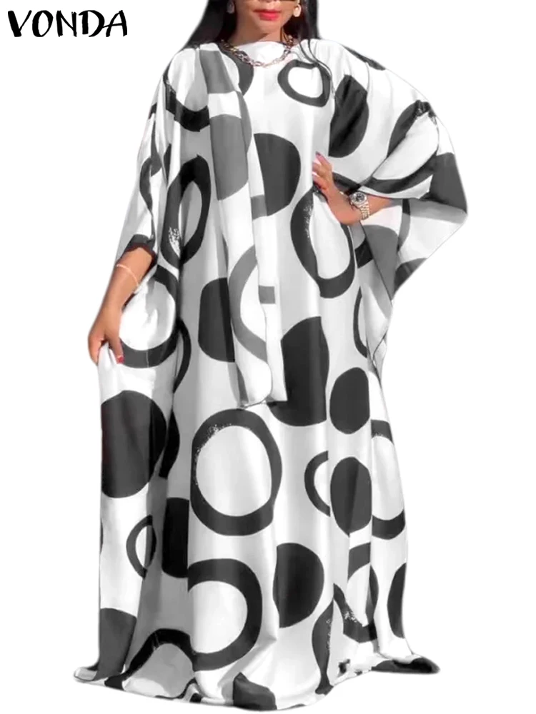 Plus Size VONDA Oversized Printed Maxi Sundress Women Bohemian Long Dress 2024 Summer 3/4 Bat Sleeve Casual Loose Ruffle Vestido
Plus Size VONDA Oversized Printed Maxi Sundress Women Bohemian Long Dress 2024 Summer 3/4 Bat Sleeve Casual Loose Ruffle Vestido