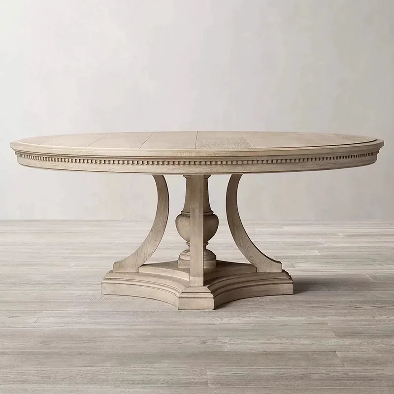 High-end retro style dining table, retro luxury wooden dining table, round dining table, home furniture
High-end retro style dining table, retro luxury wooden dining table, round dining table, home furniture