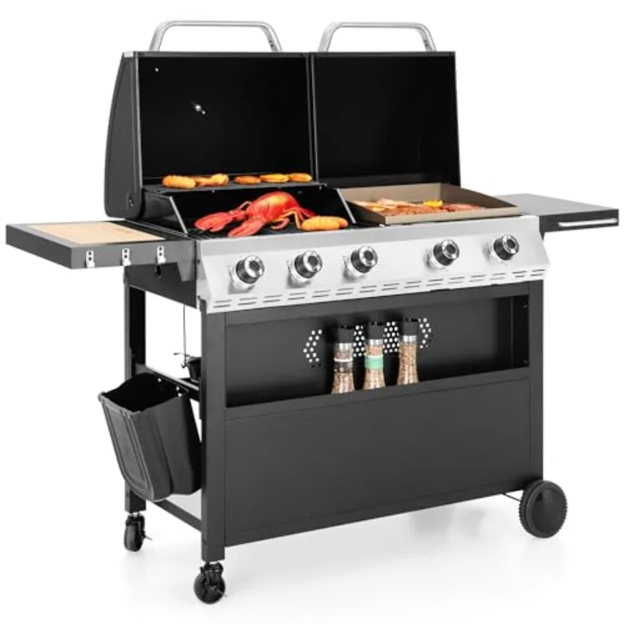 Outdoor Kitchen Backyard Barbecue Propane Gas Griddle Grill Combo with Porcelain-Enameled Cast Iron Grate and Cast Iron Pan 696
Outdoor Kitchen Backyard Barbecue Propane Gas Griddle Grill Combo with Porcelain-Enameled Cast Iron Grate and Cast Iron Pan 696