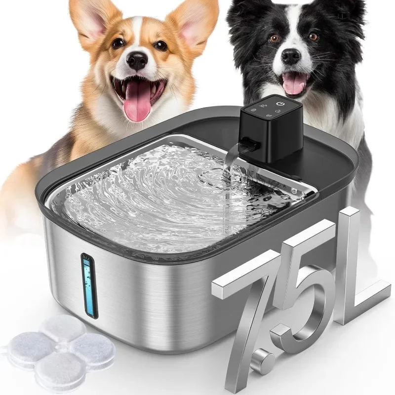 Wireless 7.5l/254oz Dog Water Fountain for Large Dogs Stainless Steel, Quiet Pet & Cat Water Fountain with Motion Sensor
Wireless 7.5l/254oz Dog Water Fountain for Large Dogs Stainless Steel, Quiet Pet & Cat Water Fountain with Motion Sensor
