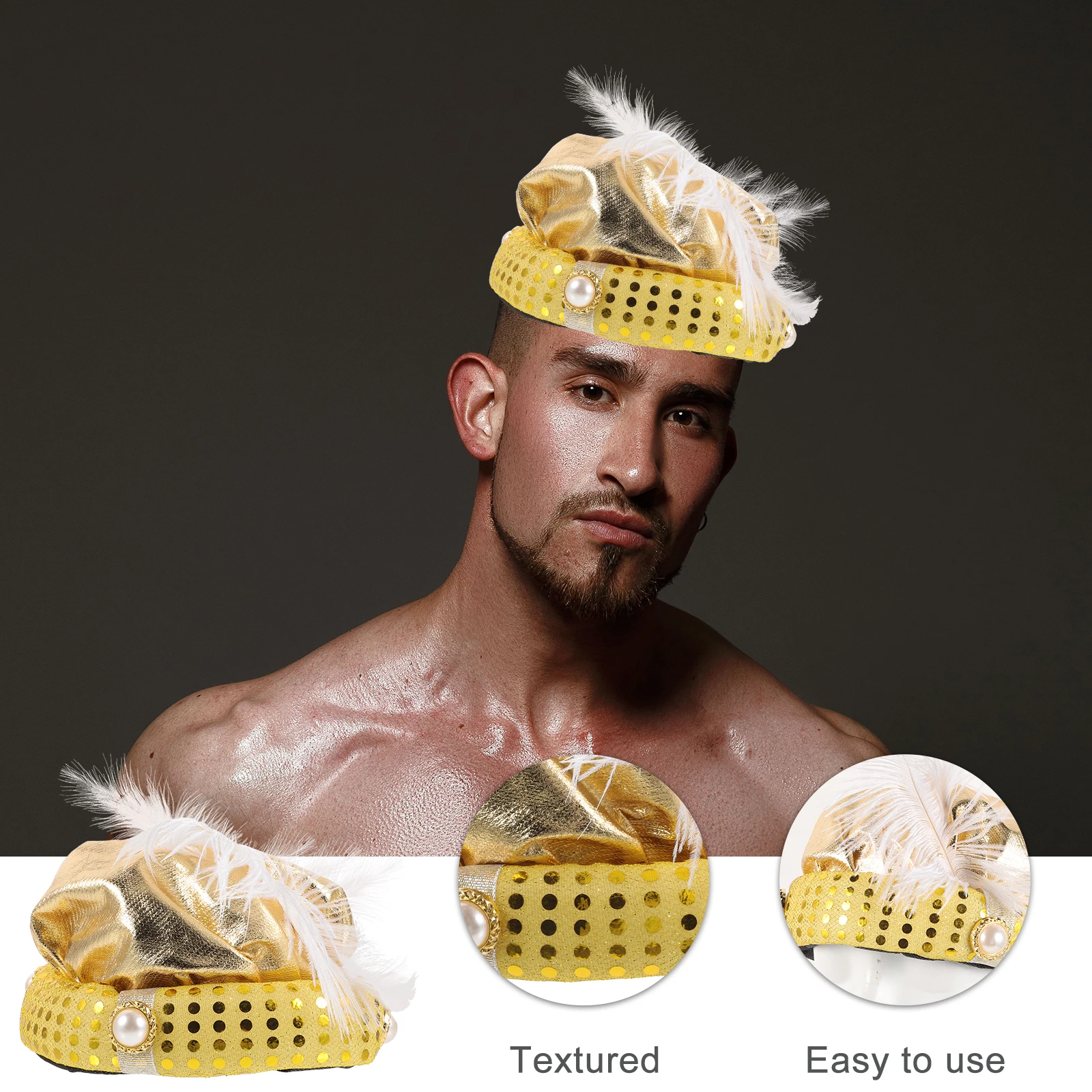 s Halloween Hat Gold Cloth Masquerade Costume Performance Supplies Festive Hat For Dress Up Plume Cap Decor
s Halloween Hat Gold Cloth Masquerade Costume Performance Supplies Festive Hat For Dress Up Plume Cap Decor