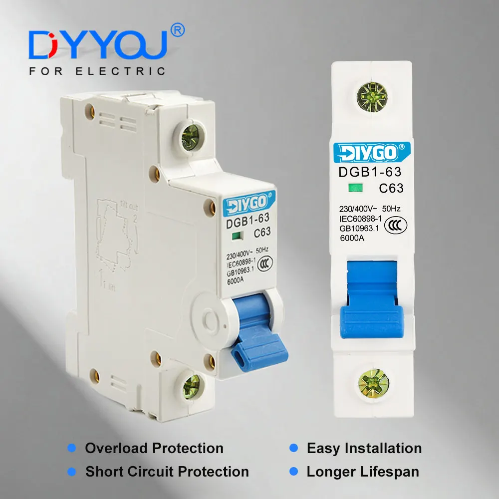 1P Miniature Circuit Breaker Switch C Type DGB1-63 AC MCB Overload/Short Circuit Protection 6A 10A 16A 20A 25A 32A 40A 50A 63A
1P Miniature Circuit Breaker Switch C Type DGB1-63 AC MCB Overload/Short Circuit Protection 6A 10A 16A 20A 25A 32A 40A 50A 63A