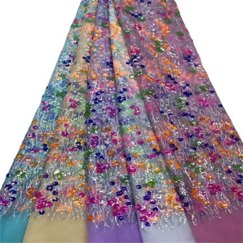 Latest Embroidery African Sequins Lace Fabric 5 Yards High Quality Nigerian Women Wedding Asoebi French Tulle Lace Material
Latest Embroidery African Sequins Lace Fabric 5 Yards High Quality Nigerian Women Wedding Asoebi French Tulle Lace Material