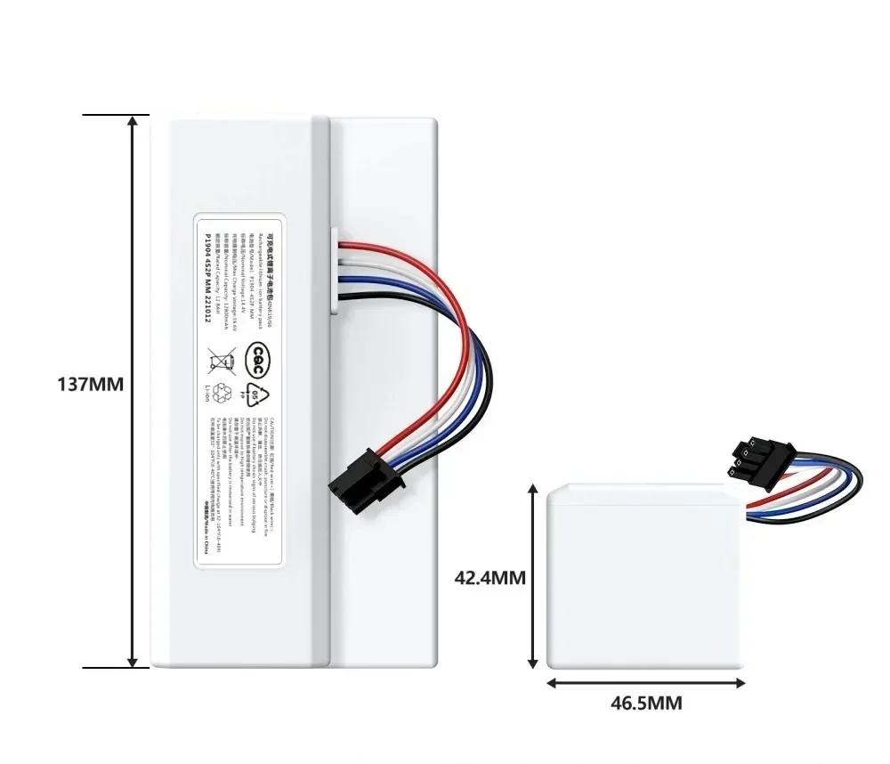 NEW 14.4V 6500mah P1904-4S1P-MM Battery for Xiaomi Mijia 1C STYTJ01ZHM Robot Vacuum Mop Cleaner Accessories Battery
NEW 14.4V 6500mah P1904-4S1P-MM Battery for Xiaomi Mijia 1C STYTJ01ZHM Robot Vacuum Mop Cleaner Accessories Battery