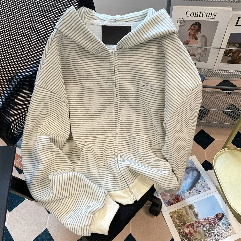 Оверсайз худи на молнии с полосатым узором, на флисовой подкладке, осенне-зимняя, повседневная уличная одежда, молодежная мода, с длинными рукавами
Оверсайз худи на молнии с полосатым узором, на флисовой подкладке, осенне-зимняя, повседневная уличная одежда, молодежная мода, с длинными рукавами