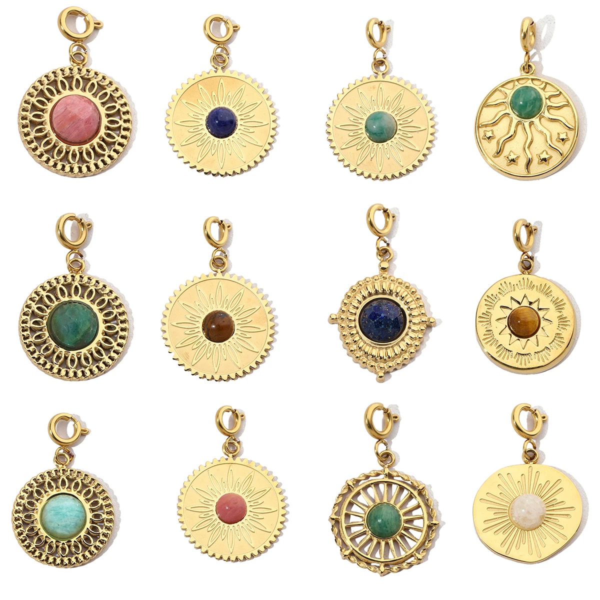 3Pcs/Lot Stainless Steel Natural Stone With Spring Buckle Charms Bohemian Style Pendants For DIY Making Jewelry Accessory
3Pcs/Lot Stainless Steel Natural Stone With Spring Buckle Charms Bohemian Style Pendants For DIY Making Jewelry Accessory