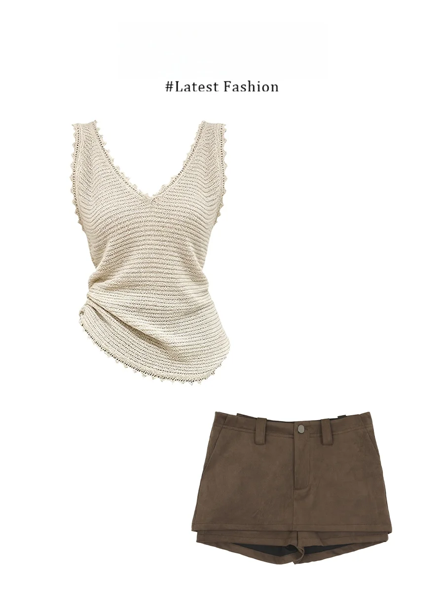 Parkyeon2026 Summer New Beautiful Knitted Vest High Waist V-neck Women's Set Casual Style Quick Dry Medium Thickness
Parkyeon2026 Summer New Beautiful Knitted Vest High Waist V-neck Women's Set Casual Style Quick Dry Medium Thickness