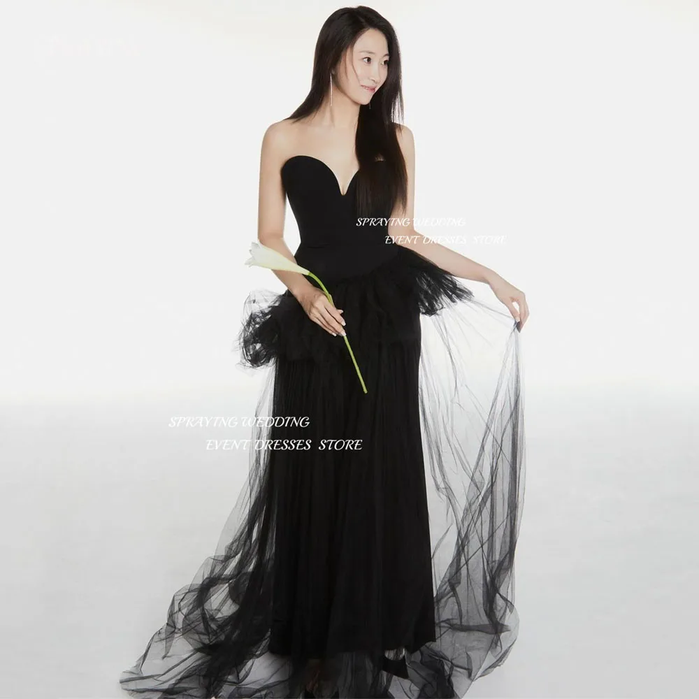 TULX Black Tulle Evening Dress Sweetheart Corset Korea Wedding Photo Shoot Dress Straight Long Tiered Party Dress Customized
TULX Black Tulle Evening Dress Sweetheart Corset Korea Wedding Photo Shoot Dress Straight Long Tiered Party Dress Customized