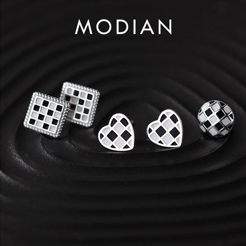 Modian Real 925 Sterling Silver Minimalist Black And White Hearts Square Round Punk Stud Earrings For Women Girls Fine Jewelry
Modian Real 925 Sterling Silver Minimalist Black And White Hearts Square Round Punk Stud Earrings For Women Girls Fine Jewelry