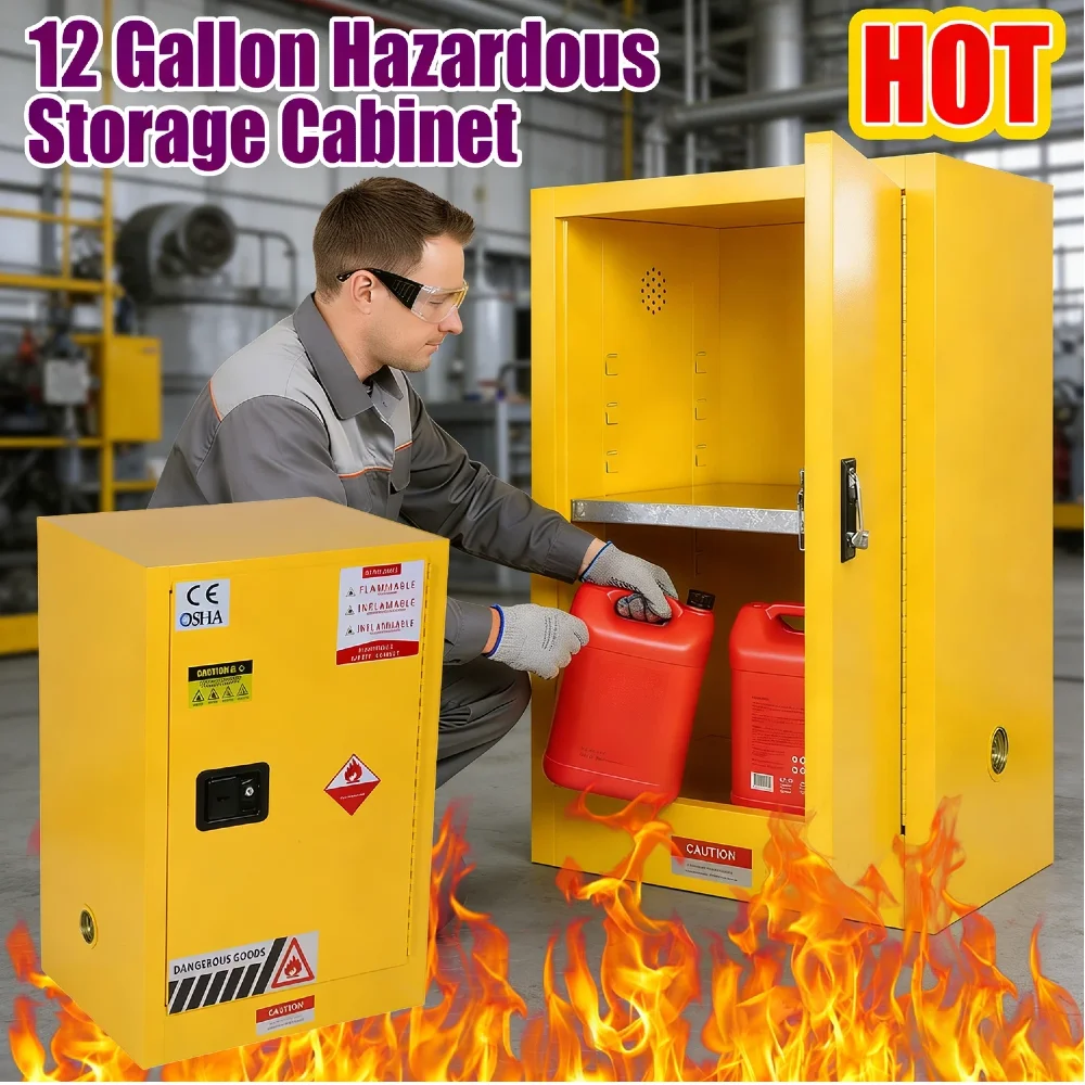 12 Gallon Explosion Proof Storage Cabinet 22.8x18.1x35in Thickened Galvanized Cold-Rolled Steel Triple-Point Lock for Industrial
12 Gallon Explosion Proof Storage Cabinet 22.8x18.1x35in Thickened Galvanized Cold-Rolled Steel Triple-Point Lock for Industrial