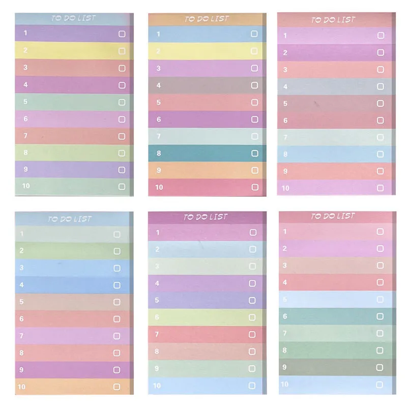 50 листов блокнотов-стикеров для списка дел, разноцветные линованные самоклеящиеся стикеры, блокнот для заметок и списка дел для офиса
50 листов блокнотов-стикеров для списка дел, разноцветные линованные самоклеящиеся стикеры, блокнот для заметок и списка дел для офиса