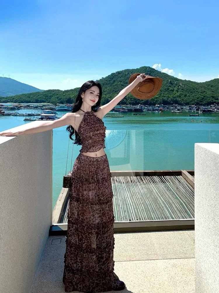 SYXATN N13 Spicy Girl Style Leopard Print Halter Backless Top And Skirt Two-Piece Set for Women Spring Summer Vacation Casual...
SYXATN N13 Spicy Girl Style Leopard Print Halter Backless Top And Skirt Two-Piece Set for Women Spring Summer Vacation Casual...