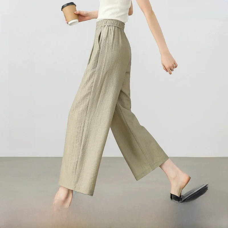High Waist Elastic Casual Pants for Women Pear ape Body Slimming High Lengthening Straight Leg Texture Ruche Art Pants
High Waist Elastic Casual Pants for Women Pear ape Body Slimming High Lengthening Straight Leg Texture Ruche Art Pants