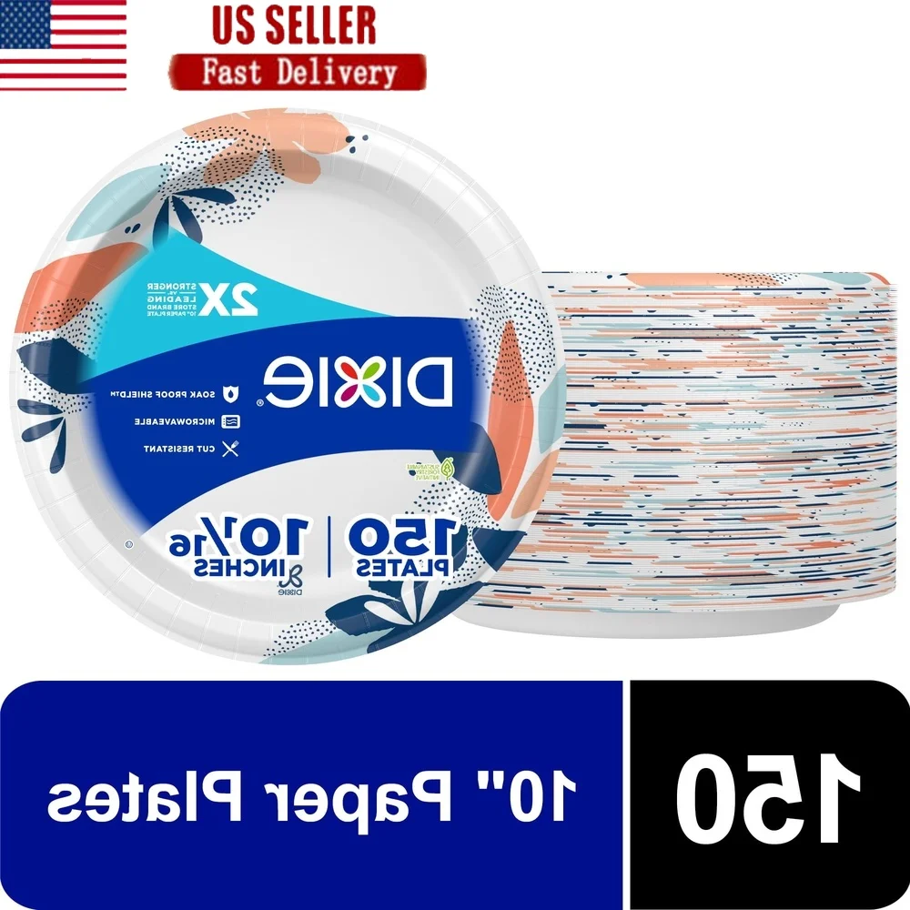 150 Count 10 Inch Disposable Paper Plates Compostable Durable Microwave Safe Leak Resistant Perfect Parties Picnics and Everyday
150 Count 10 Inch Disposable Paper Plates Compostable Durable Microwave Safe Leak Resistant Perfect Parties Picnics and Everyday
