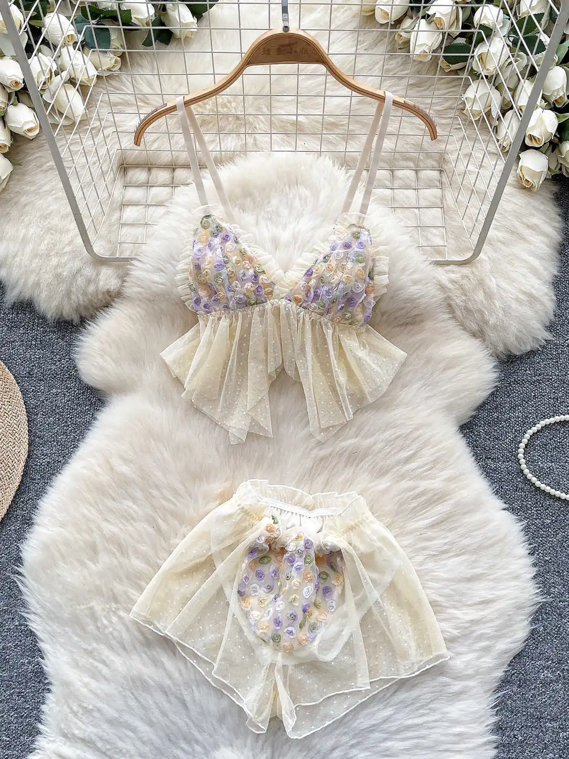 2025 New Summer Beach Set Women 3D Floral Bikini Top + Sheer Mesh Shorts Two Piece Outfit Boho Vacation Swimwear
2025 New Summer Beach Set Women 3D Floral Bikini Top + Sheer Mesh Shorts Two Piece Outfit Boho Vacation Swimwear