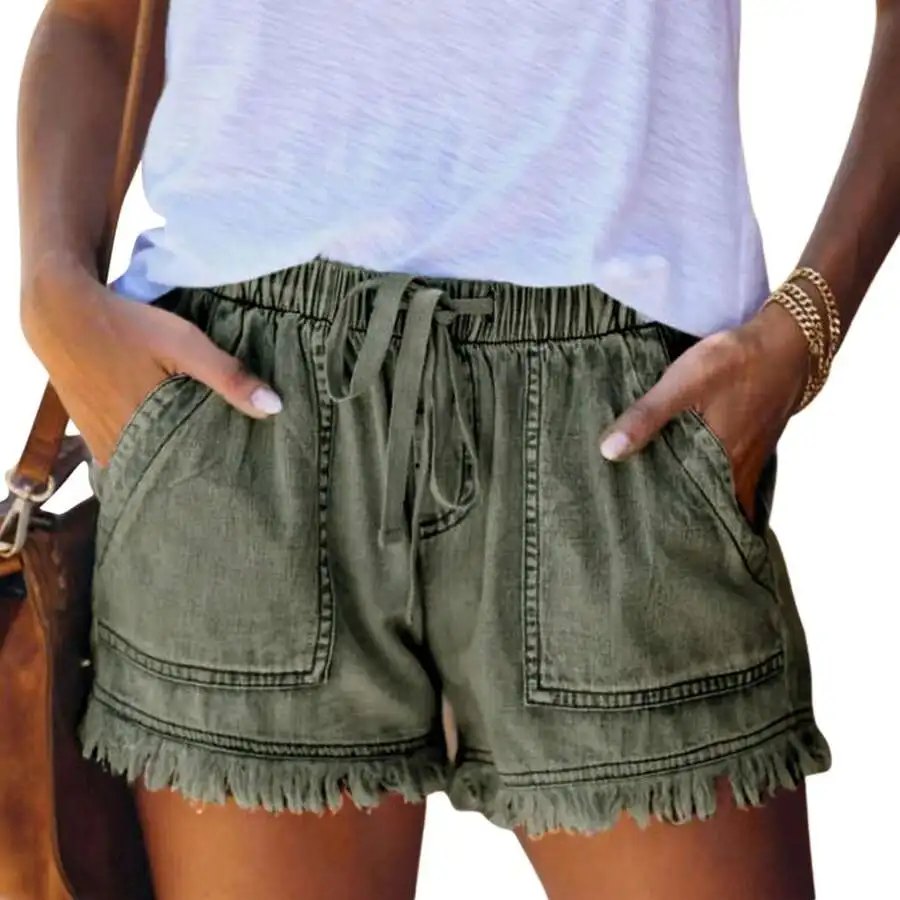 Women Casual Drawstring Elastic Waist Denim Shorts Frayed Hem Loose Comfortable
Women Casual Drawstring Elastic Waist Denim Shorts Frayed Hem Loose Comfortable
