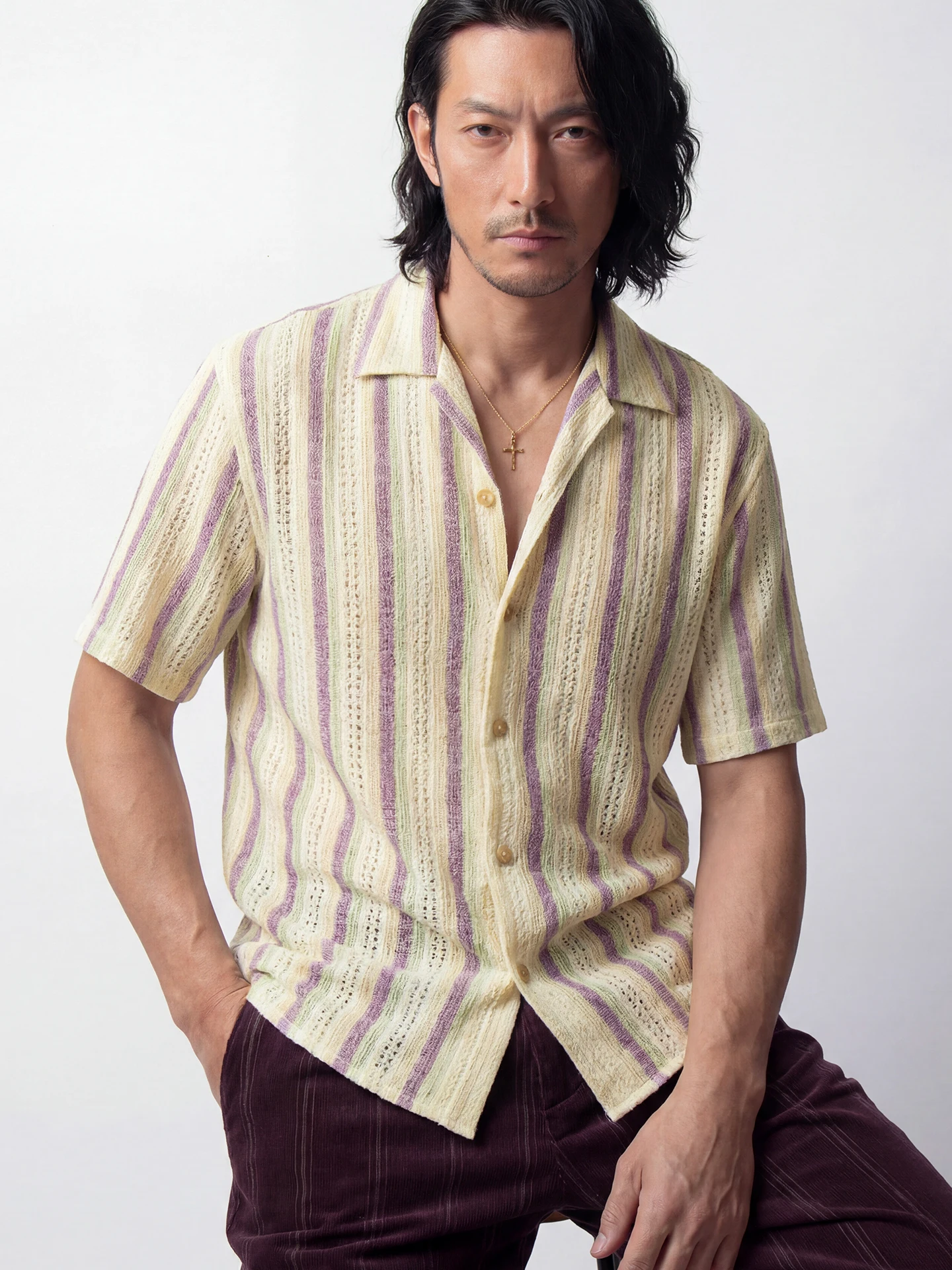 SOARIN Retro Italian Stripe Hollow Cuban Collar Short Sleeve Shirt Breathable Texture Five Sleeve Shirt Men's Casual Style
SOARIN Retro Italian Stripe Hollow Cuban Collar Short Sleeve Shirt Breathable Texture Five Sleeve Shirt Men's Casual Style