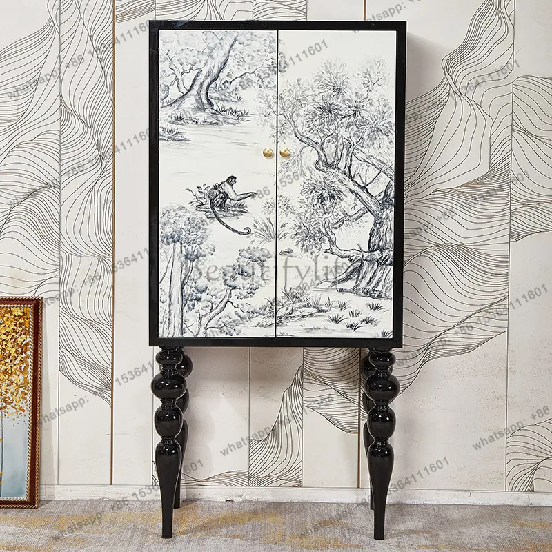 Medieval storage cabinet French living room household solid wood high foot against the wall
Medieval storage cabinet French living room household solid wood high foot against the wall